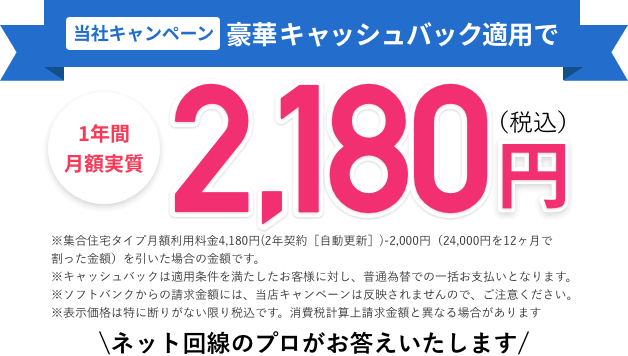 当サイト限定キャンペーン適用で月額実質1,800円〜（税抜）